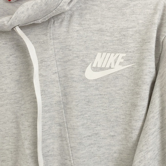 Nike Grey Hoodie Front Logo Kangaroo Pocket Sweatshirt Size Small - Picture 3 of 6